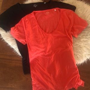 2 Jcrew raw edge neck supima cotton tees